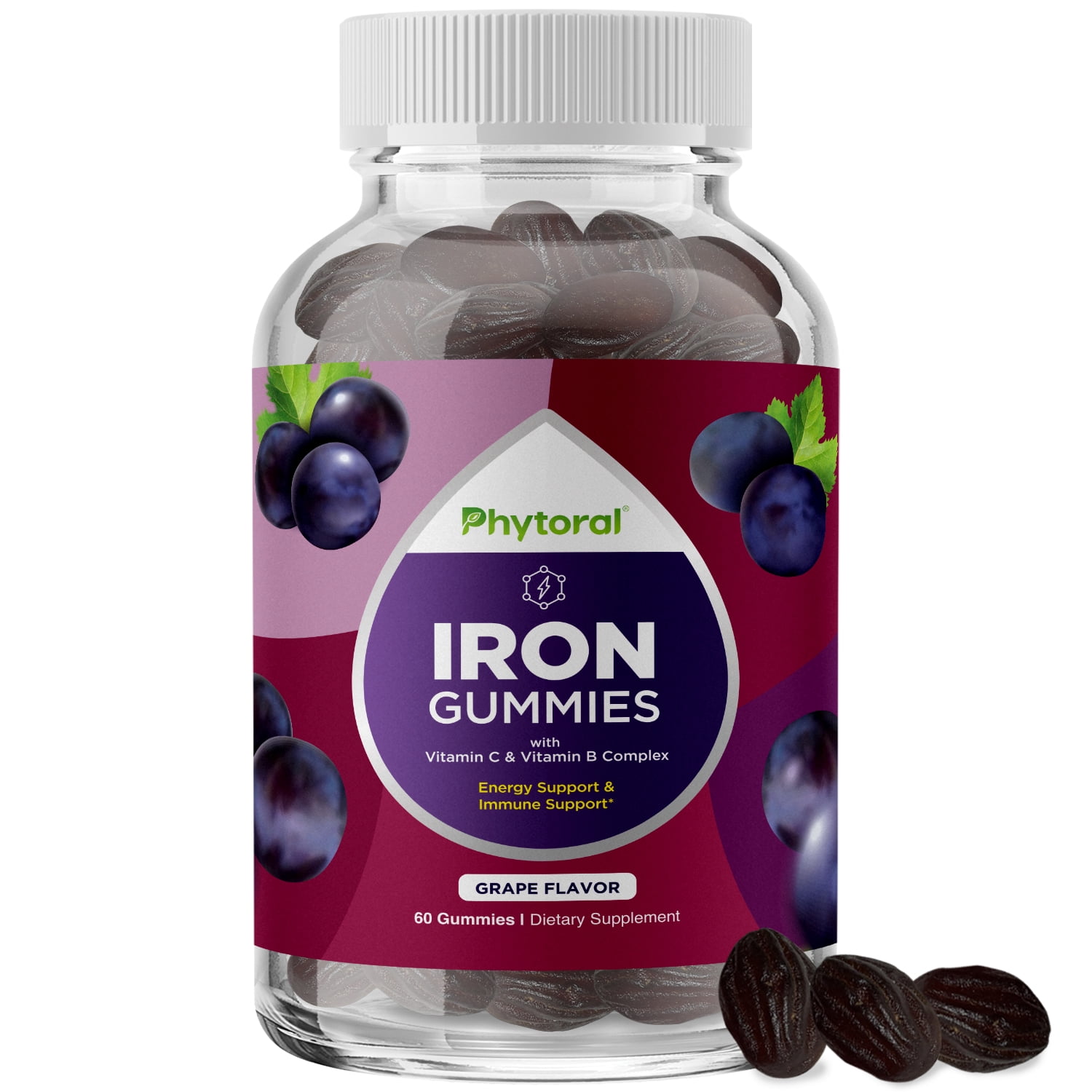 Natural Adult Multivitamin Iron Gummies Phytoral Gummy Supplement for