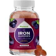 Phytoral Natural Multivitamin Iron Gummies with Vitamin C and B-Complex for Adults, Grape, 60 Count