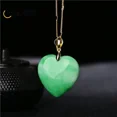 thumbnail image 1 of Natural Myanmar Jade Heart Pendant Dry Cyan Yang Green Love Necklace Personality Simple Jewelry for Men and Women Holiday Gifts, 1 of 5
