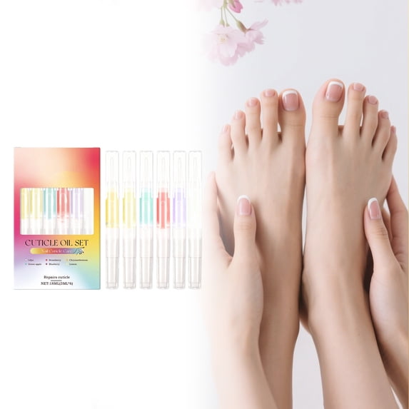 Natural Nail Polish Pen Revitalizing Nail Cuticle Oil Repairs Cuticles Softens Nail Edges Strengthens Nails 6pcs 18ml