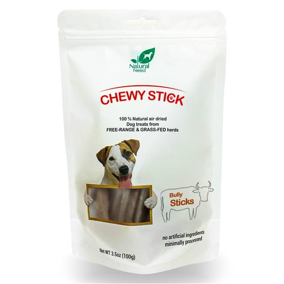 Natural Need Bully Stick,  All Natural Chewable Treats for Dogs, Thin 5.5", 7+ Pieces, 3.5oz