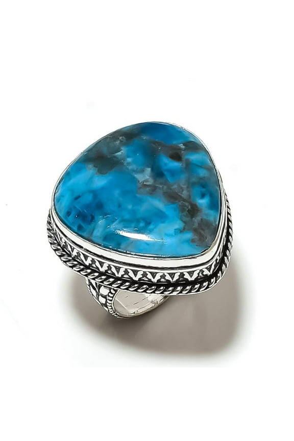 Natural Neon Blue Apatite Gemstone 925 Sterling Silver Gift Ring Size 10