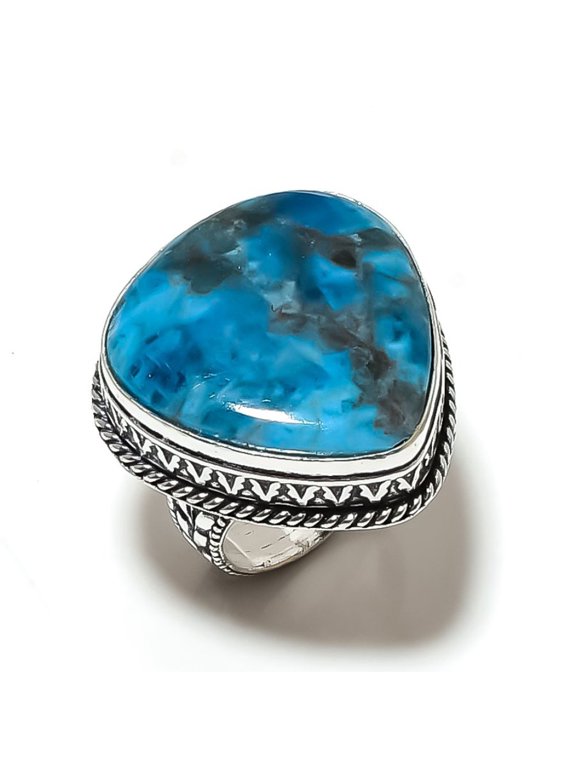 Natural Neon Blue Apatite Gemstone 925 Sterling Silver Gift Ring Size 6