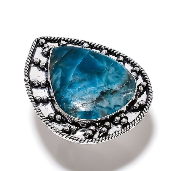 Natural Neon Blue Apatite Gemstone 925 Sterling Silver Gift Ring Size 6