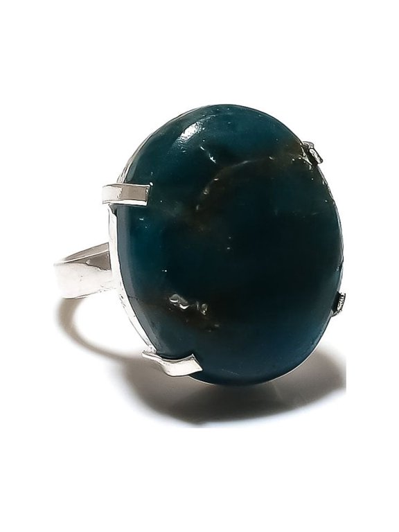 Natural Neon Blue Apatite Gemstone 925 Sterling Silver Gift Ring Size 8