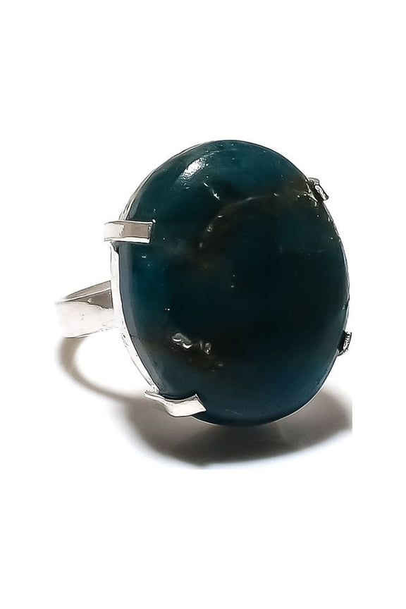 Natural Neon Blue Apatite Gemstone 925 Sterling Silver Gift Ring Size 8