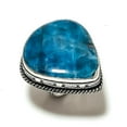 thumbnail image 1 of Natural Neon Blue Apatite Gemstone 925 Sterling Silver Gift Ring Size 9, 1 of 2