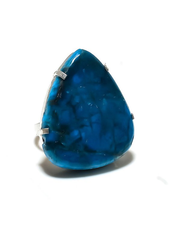 Natural Neon Blue Apatite Gemstone 925 Sterling Silver Gift Ring Size 9