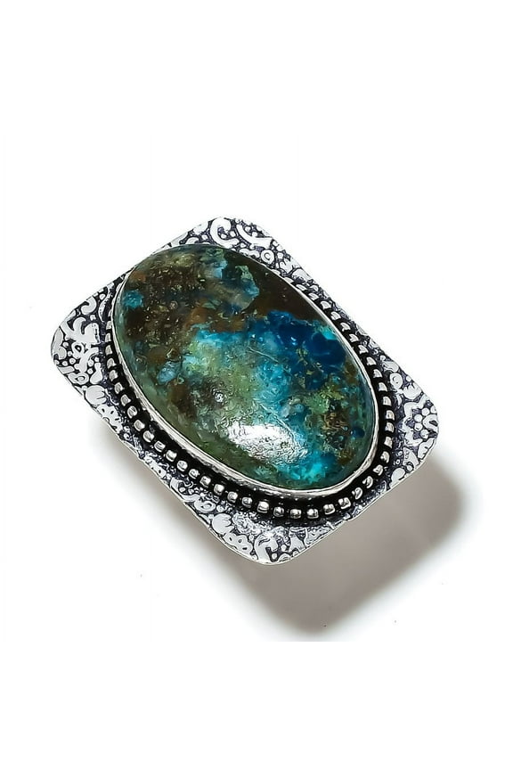 Natural Neon Blue Apatite Gemstone 925 Sterling Silver Ring Size 7.5