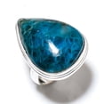 thumbnail image 1 of Natural Neon Blue Apatite Gemstone Handmade 925 Sterling Silver Ring Size 8, 1 of 2