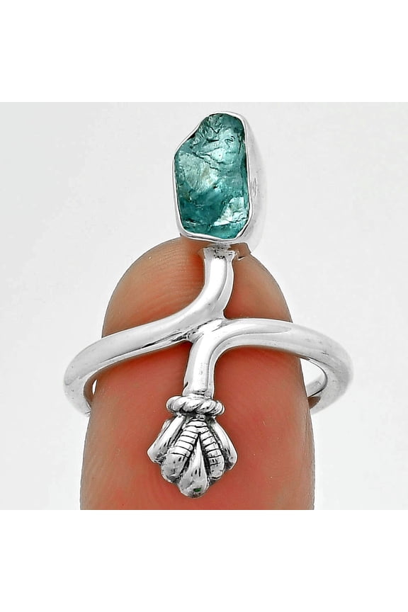 Natural Neon Blue Apatite Madagascar 925 Sterling Silver Ring s.7 Jewelry R-1482 SDR175062