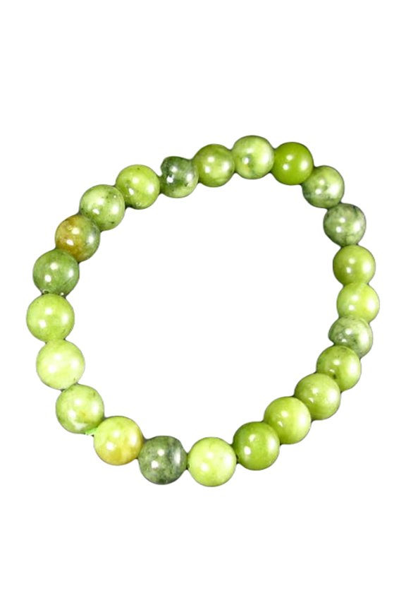Natural Nephrite Jade 10mm Round Shape Smooth Cut Beads Stretchable Bracelet For Men & Women. Unisex Bracelet