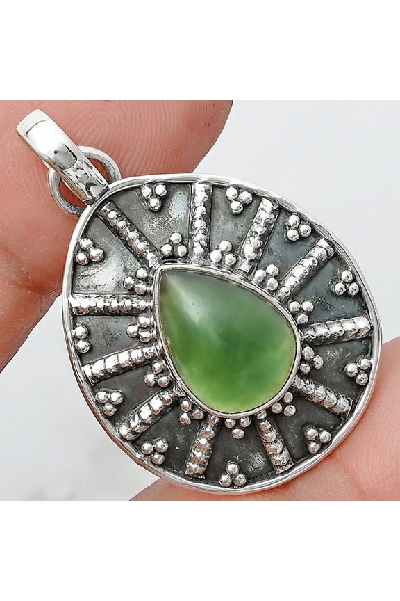 Natural Nephrite Jade - Canada 925 Sterling Silver Pendant Jewelry P-1465 SDP129106