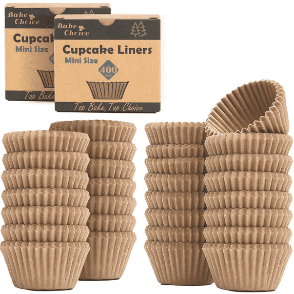 BakeChoice Non-Stick 400Count( Pack of 2) Mini Cupcake Liners for Baking