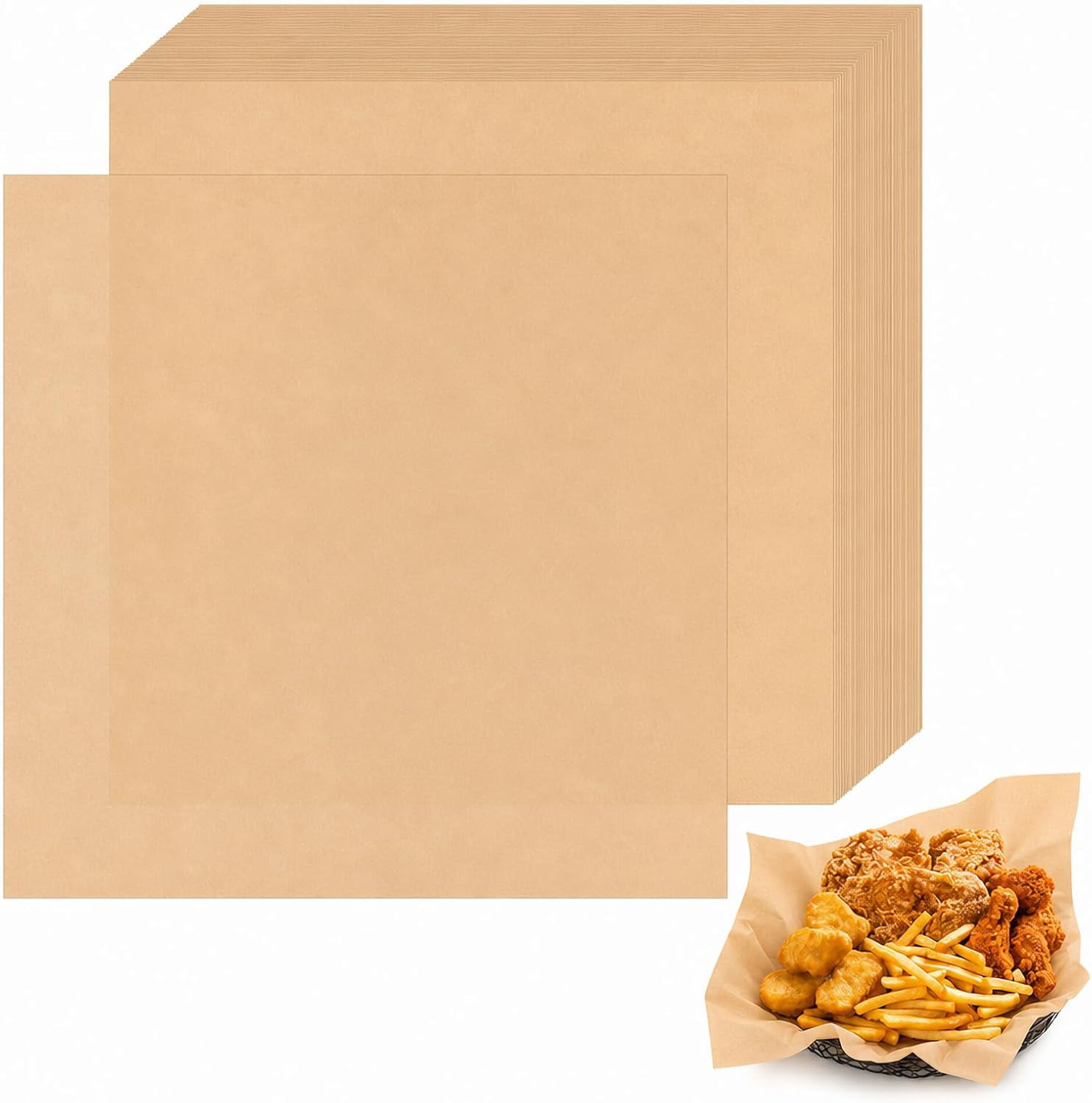 Natural Non-Stick Parchment Paper Baking Liners 12x12 Inches, 100 ...