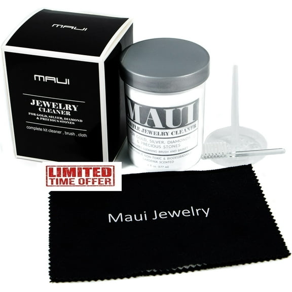 All Natural Non-toxic Biodegradable Jewelry Cleaner solution. Liquid Jewelry Cleaner Solution Kit for Gold, Silver, Diamond. Safety Solution with Basket, Brush for Extra Cleaning Cloth. Gardenia scnt