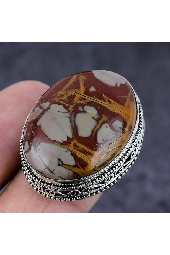 Natural Noreena Jasper Gemstone Handmade 925 Sterling Silver Ring Size 10