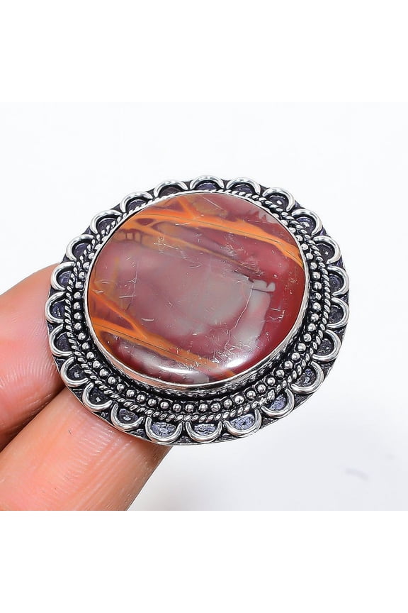 Natural Noreena Jasper Gemstone Handmade 925 Sterling Silver Ring Size 7.5