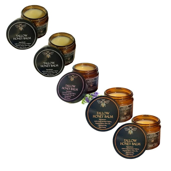 Natural Nourishing Moisturizing Tallow Honey Balm Soft Smooth Skin Moisturizer Organic Grass Fed Tallow Balm Gentle Non-Greasy