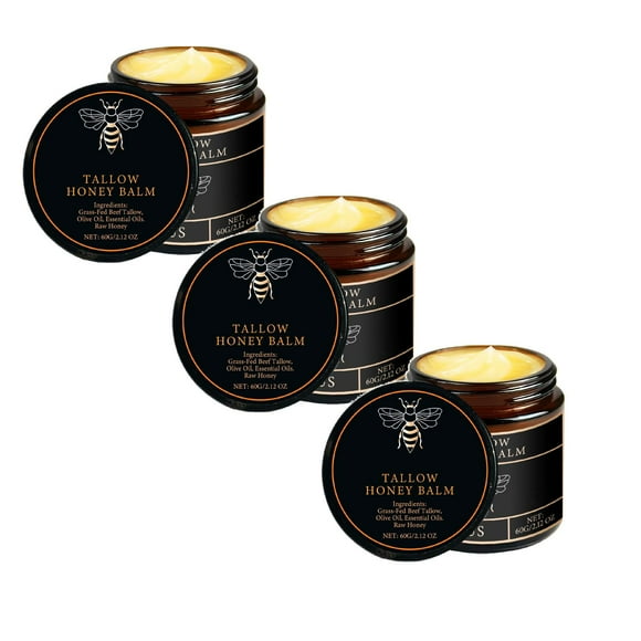 Natural Nourishing Moisturizing Tallow Honey Balm Soft Smooth Skin Moisturizer Organic Grass Fed Tallow Balm