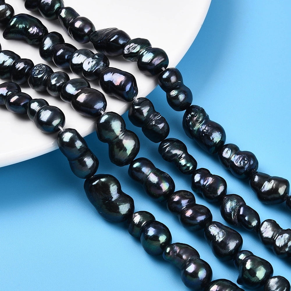 Natural Nucleated Baroque Keshi Pearl Beads Strands Cultured Freshwater Pearl Dyed Gourd11.5~19.5x8~14.5x8~11mm 15.35~15.94 inch(39~40.5cm)