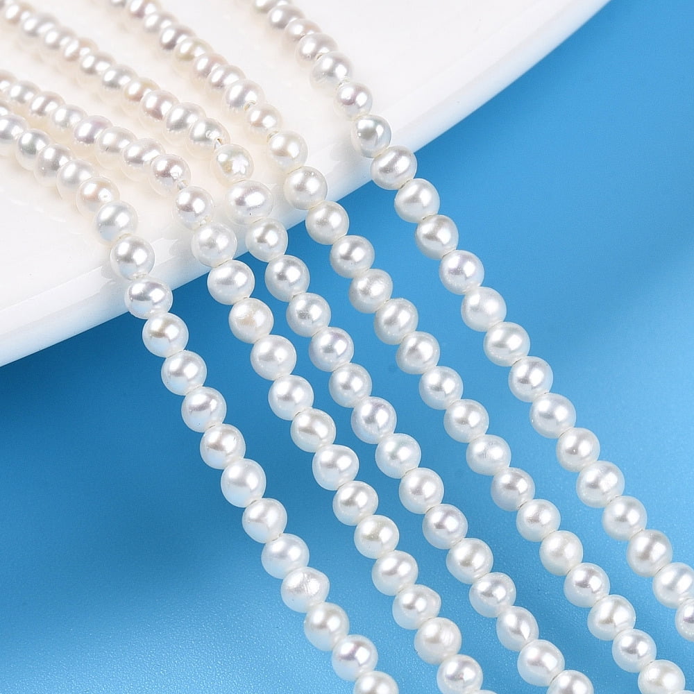 Natural Nucleated Pearl Beads Strands Round Creamy White 2~2.5mm Hole: 0.4mm 166~168pcs/strand 15.24~15.39''(38.7~39.1cm)