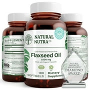 Natural Nutra Organic Flaxseed Oil, Hair Growth, Immune System - 180 Softgels