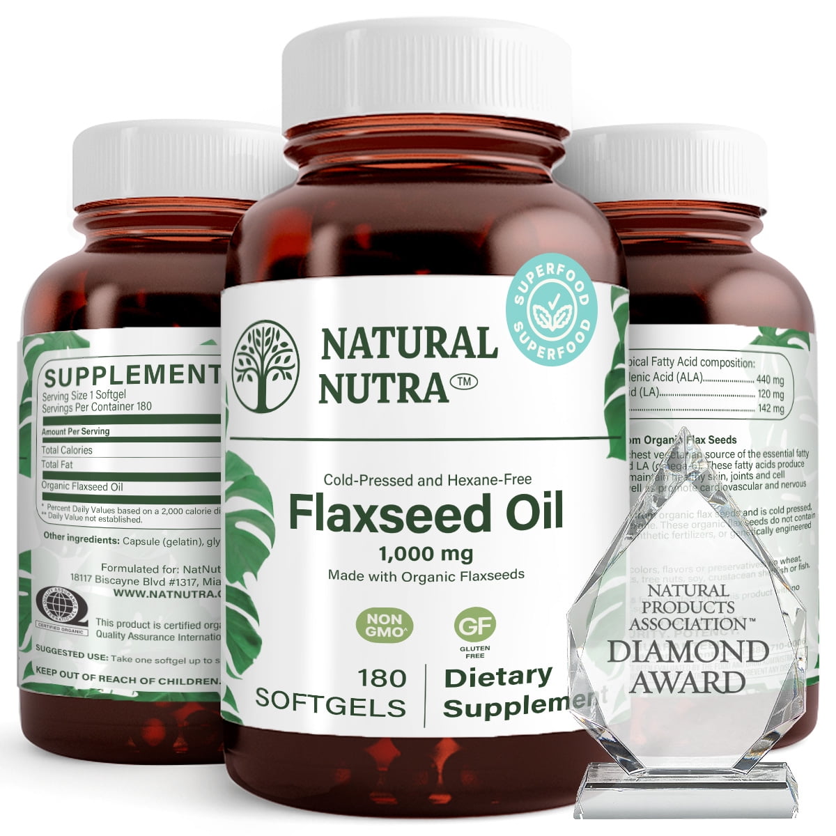 Natural Nutra Organic Flaxseed Oil, Hair Growth, Weight Loss Support