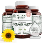 Natural Nutra Sunflower Lecithin 2000 mg Supplement   Soy Free, Non-GMO, Gluten-Free | Liver Function Support, Brain Health Booster, Helps to Improve Memory, Focus and Concentration 120 Softgels