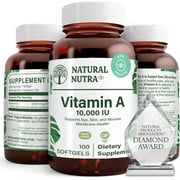 Natural Nutra Vitamin A 10,000 IU, Eye Health & Essential Nutrition - 100 Softgels