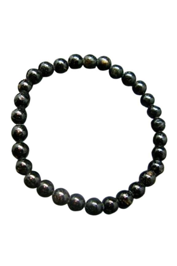 Natural Nuummite 8mm Round Shape Smooth Cut Beads Stretchable Bracelet For Men & Women. Unisex Bracelet