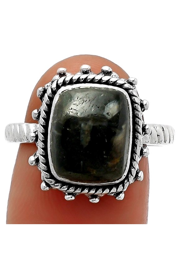 Natural Nuummite 925 Sterling Silver Ring s.8.5 Jewelry R-1332 SDR161465