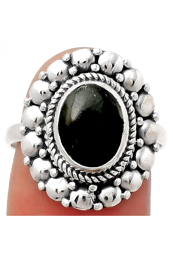 Natural Nuummite 925 Sterling Silver Ring s.8.5 Jewelry R-1399 SDR157829