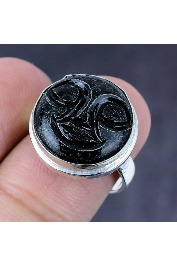 Natural Nuummite Gemstone Handmade 925 Steling Silver Jewelry Ring Size 7