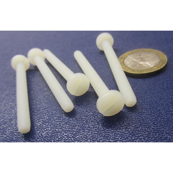 Natural Nylon Binding Head Slotted Machine Screws, FT, 10-32 Thread Size x 2.00" Length, 100 Pcs$$Hardware
