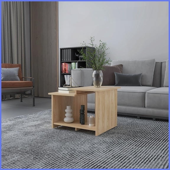 Natural Oak 3-Shelf Coffee Table Space-Saving Living Room Storage & Timeless Style