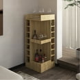 thumbnail image 1 of Natural Oak Bar Cabinet - Open Shelf For Glasses And Decorative Items, Wine Rack Bottles, Modern Look Corner Spacious Rack, Finish, Primary Living Space, 1 of 4