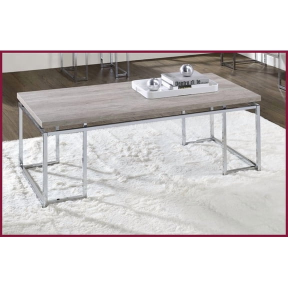 Natural Oak & Chrome Living Room Coffee Table Modern Minimalist with Stable Sled Base