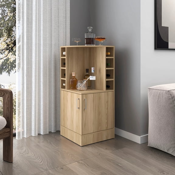 Natural Oak Color - Open Shelf Accessibility - Primary Living Space - Easy Essentials Display