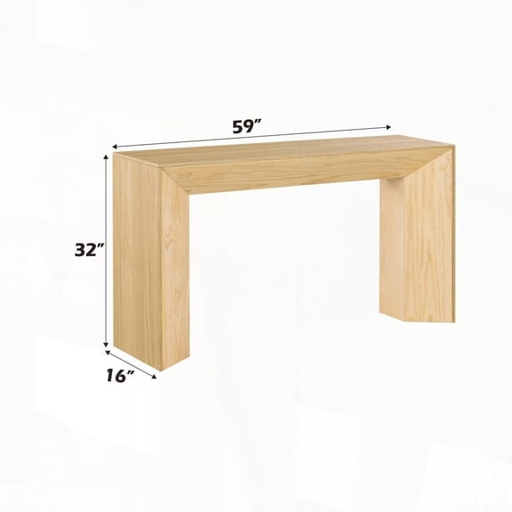 Natural Oak Finish Sofa Table with Sturdy Thickened Top
