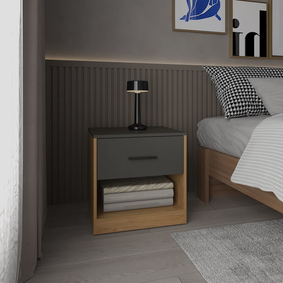 Natural Oak Matt Gray - Store Items in Bedroom - Bedroom Furniture - Quick Assembly Benefit