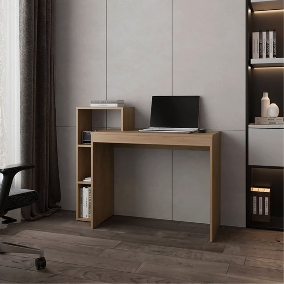Natural Oak Shade - Rectangular Open - Storage Desk - Office Use - Offers a Modern Touch