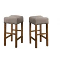 thumbnail image 1 of Natural Oak Wood Counter Height Bar Stool Set of 2, Nailhead Trim Upholstered Kitchen Stools, 1 of 3