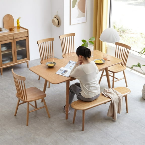 Natural Oak Wood Dining Table Bench For Living Room Crafted From High-quality Oak Wood Offering A Durable And Visually Appealing Addition To Your Space