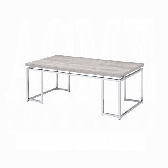 Natural Oak and Chrome Coffee Table with Metal Sled Base