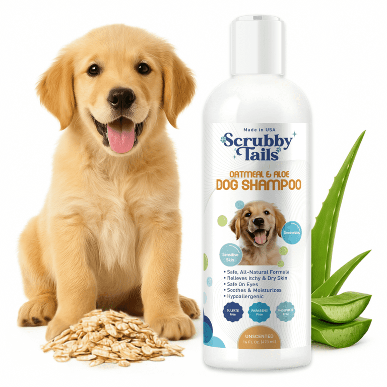 Scrubby Tails Natural Oatmeal Aloe Dog Shampoo, Hypoallergenic