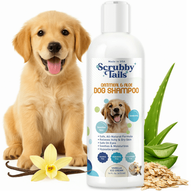 Natural Oatmeal & Aloe Vera Dog Shampoo for Sensitive Skin, Dry & Itchy Skin Relief, Made in USA, 16oz (Vanilla Ice Cream)