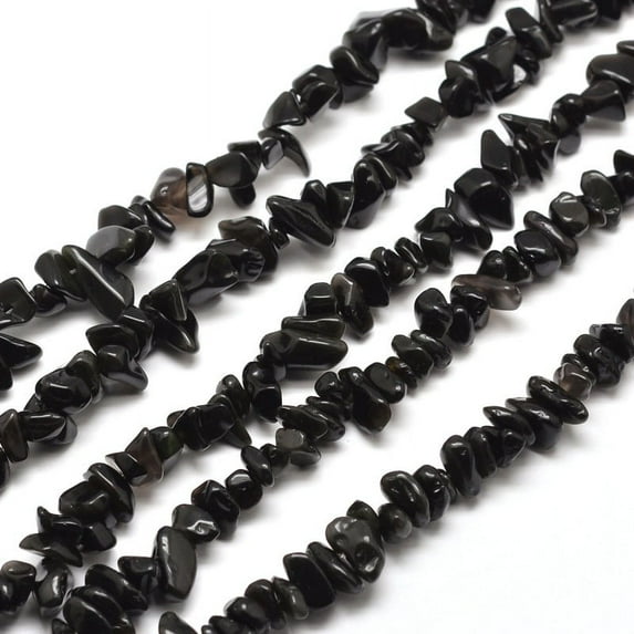 Natural Obsidian Chip Bead Strands 5~8x5~8mm Hole: 1mm 31.5 inch