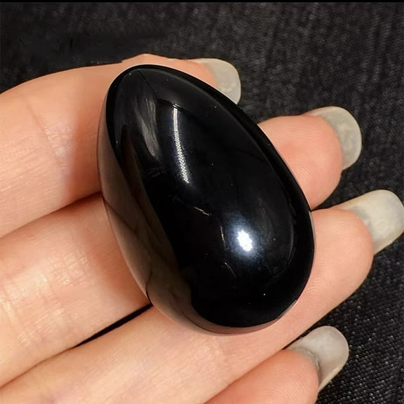 Natural Obsidian Egg Shaped Palm Stone Easter Egg Crystal Healing Reiki Stone Massage Tools 30x20mm
