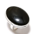 thumbnail image 1 of Natural Obsidian Gemstone Handmade 925 Sterling Silver Jewelry Ring Size 6, 1 of 2